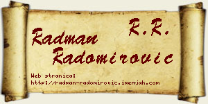 Radman Radomirović vizit kartica